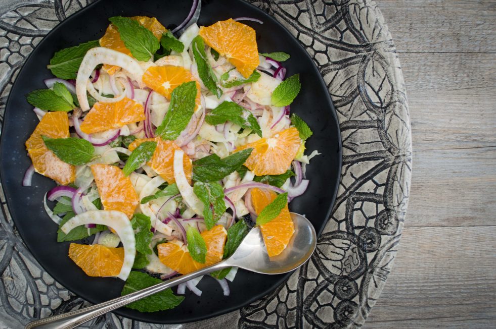 Orange Fennel mint salad