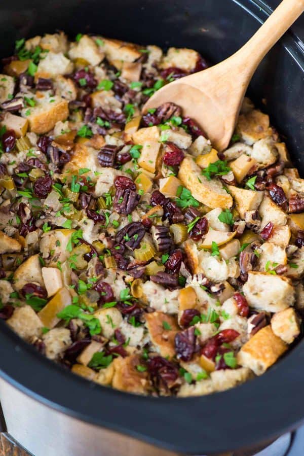 Slow Cooker Stuffing with Apples Recipe Well Plated by Erin