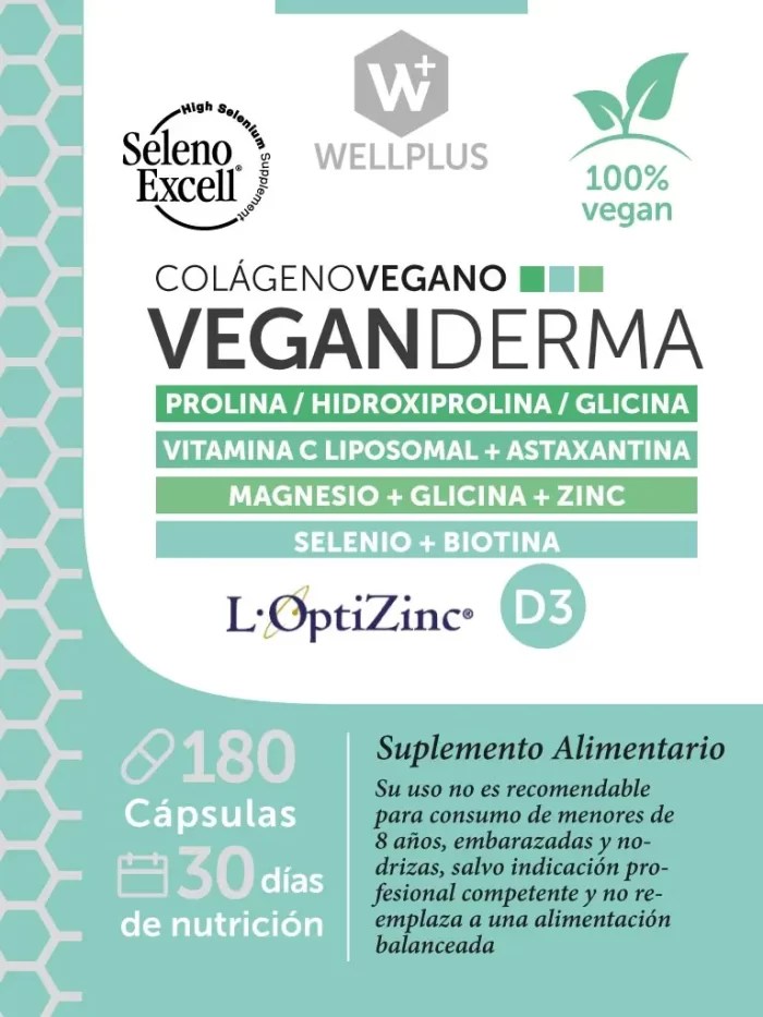 Vegan Derma 180 cápsulas Wellplus