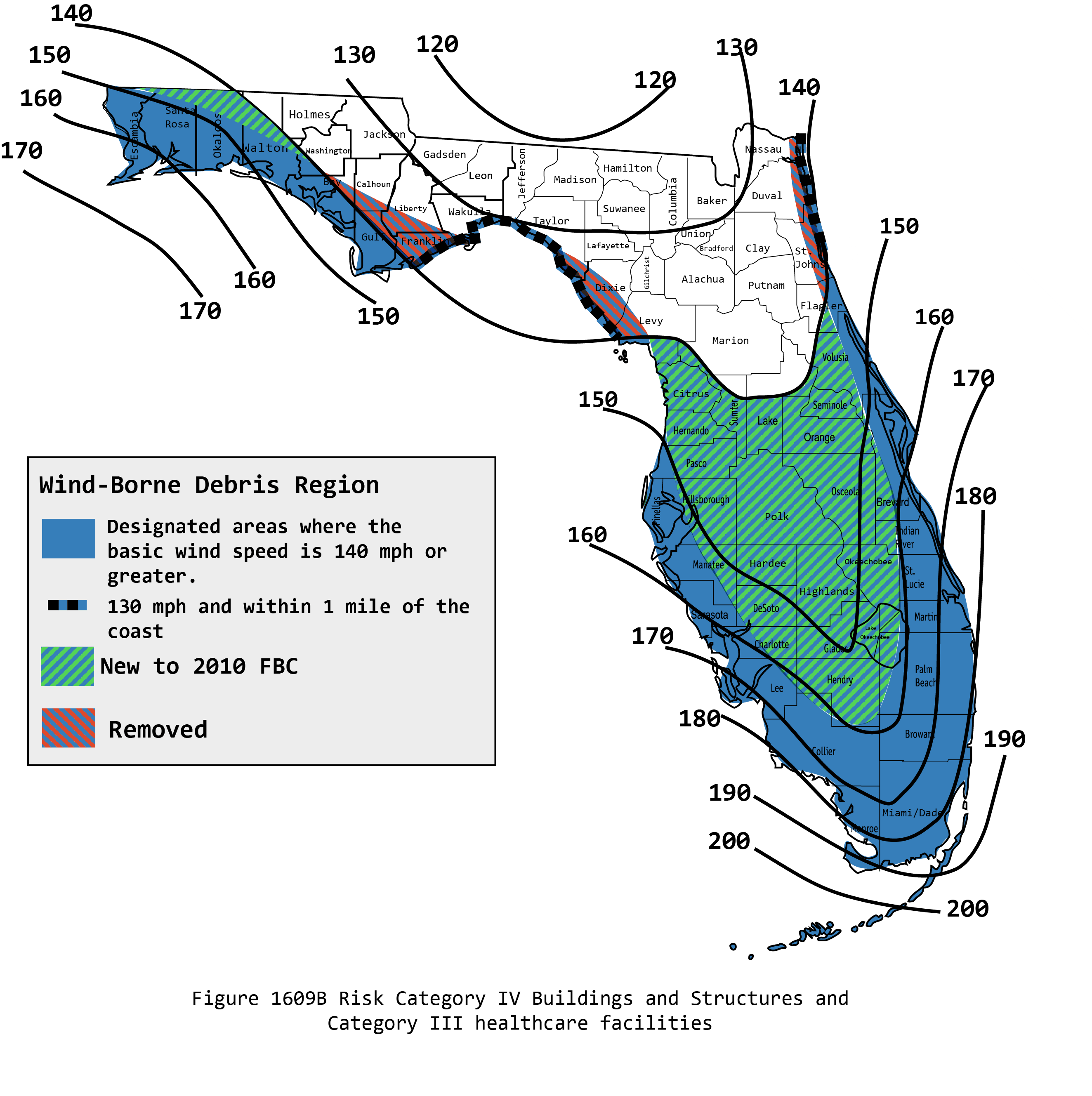 Florida Wind Zone Map 2018 Florida Map Wells Printable Map