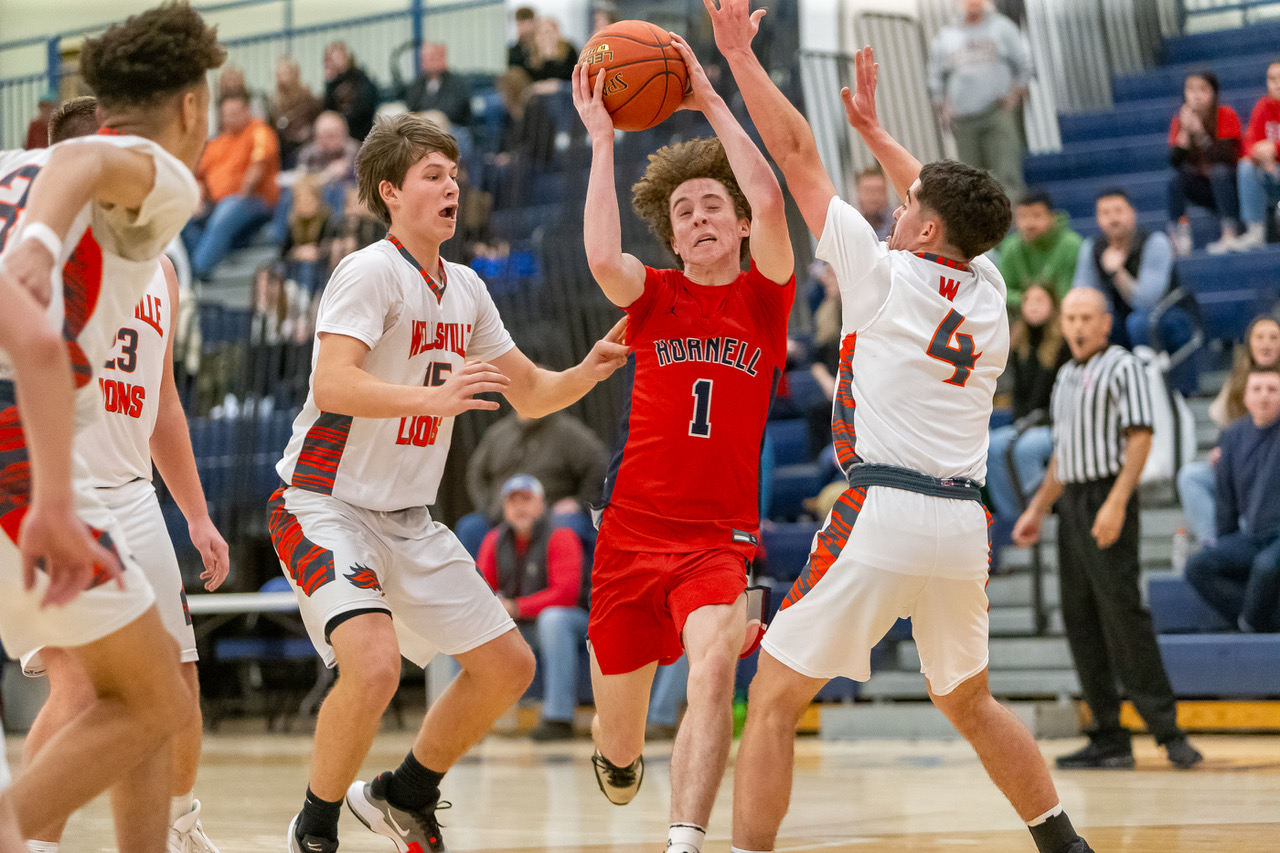 Hornell downs Wellsville in boys basketball, Barkley Showcase series