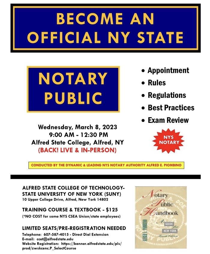 Have you ever wanted to a NYS Notary Public ? THE WELLSVILLE SUN