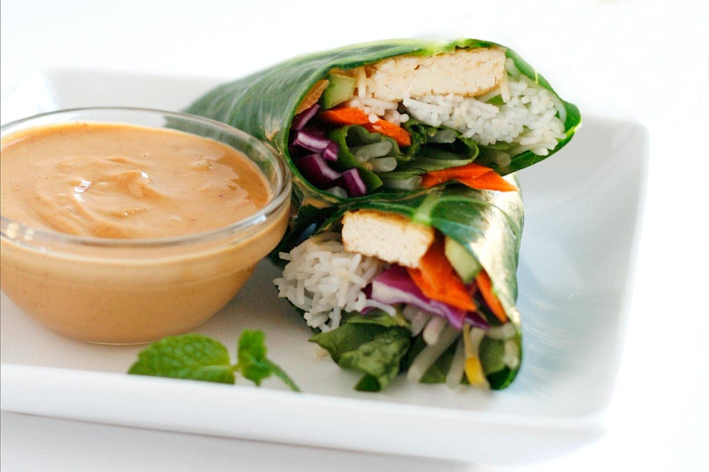 Asian Collard Wraps with Peanut Sauce Recipe Well Vegan