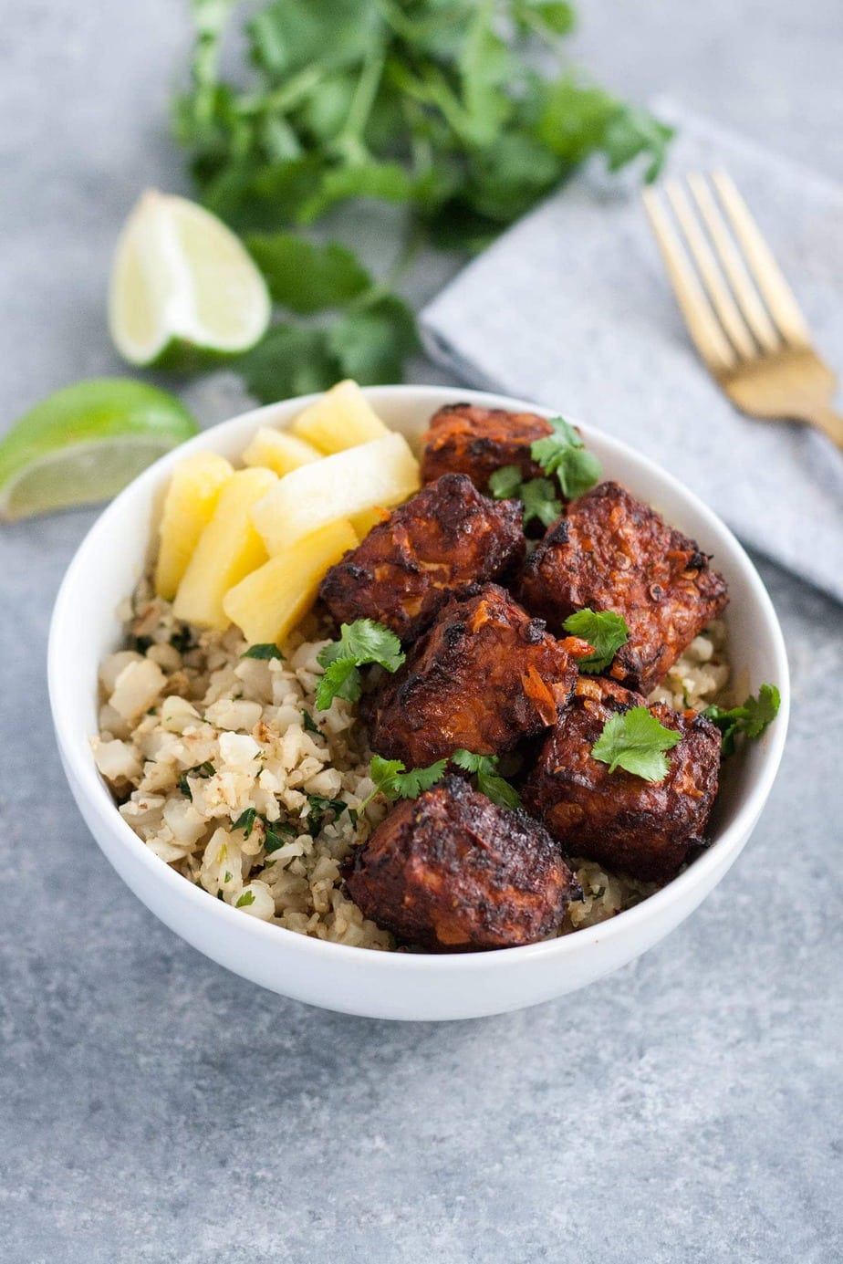 Al Pastor Tempeh with Cilantro Lime Cauliflower Rice Recipe Well Vegan