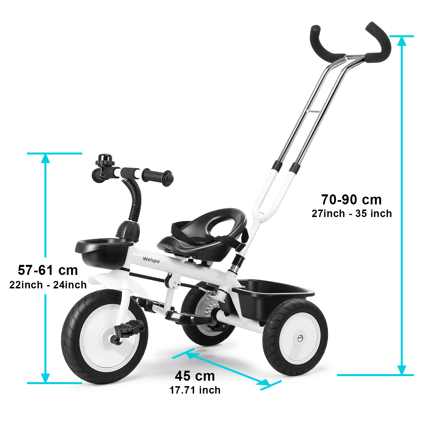 Welspo 3 in1 Kids Tricycles, Easy Steer Toddler Tricycle for 15 Years