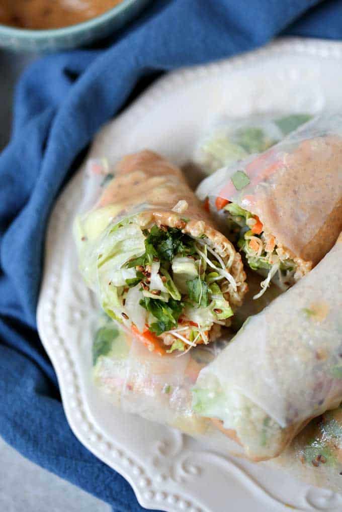 Quinoa Spring Rolls with Spicy Peanut Sauce Wendy Polisi