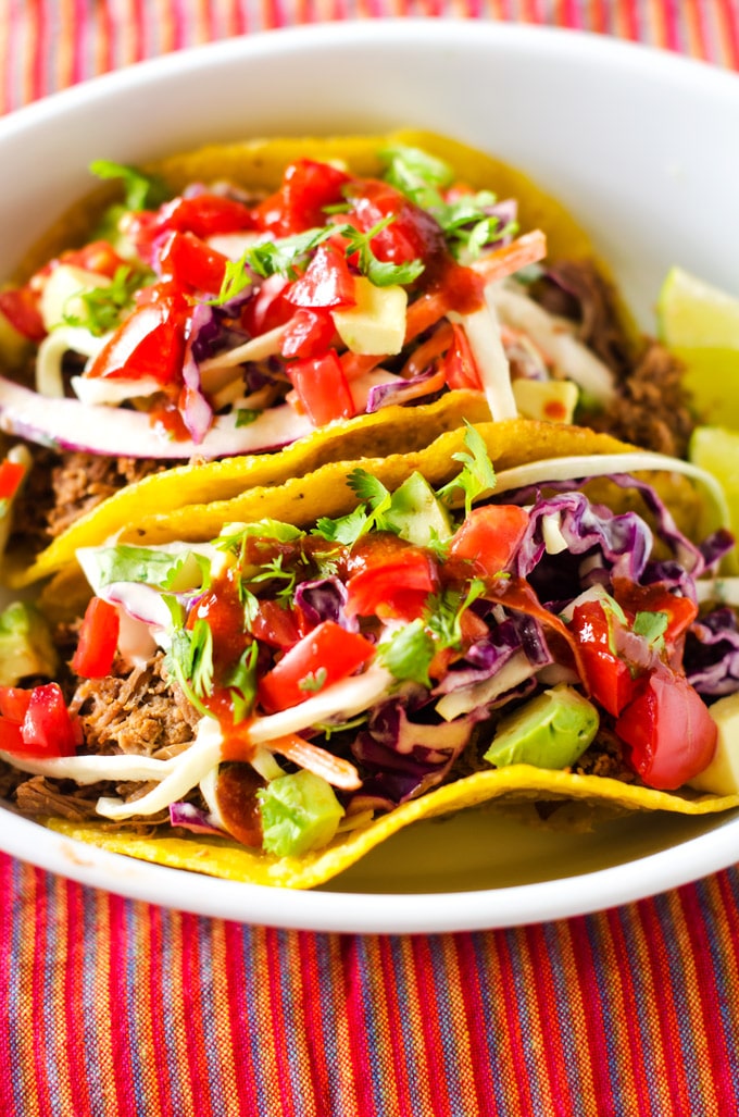 Shredded Beef Tacos with Chipotle Lime Slaw Wendy Polisi