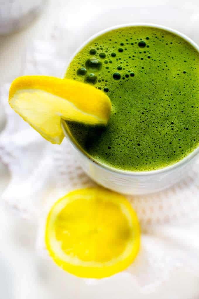 Matcha Green Tea Latte with Lemon and Collagen Protein