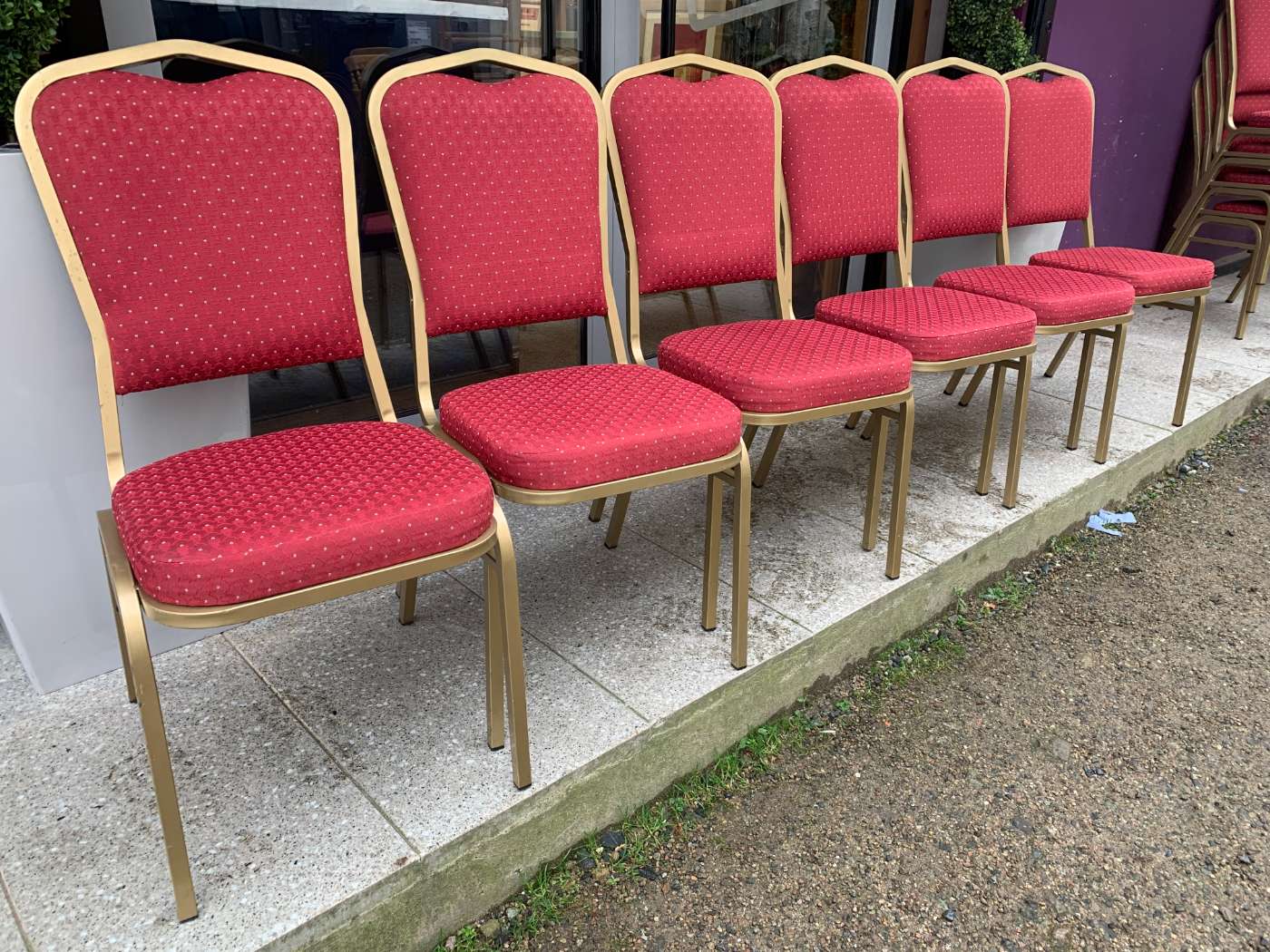 set of 6 Red and gold stacking banquet chair We Probably Have It