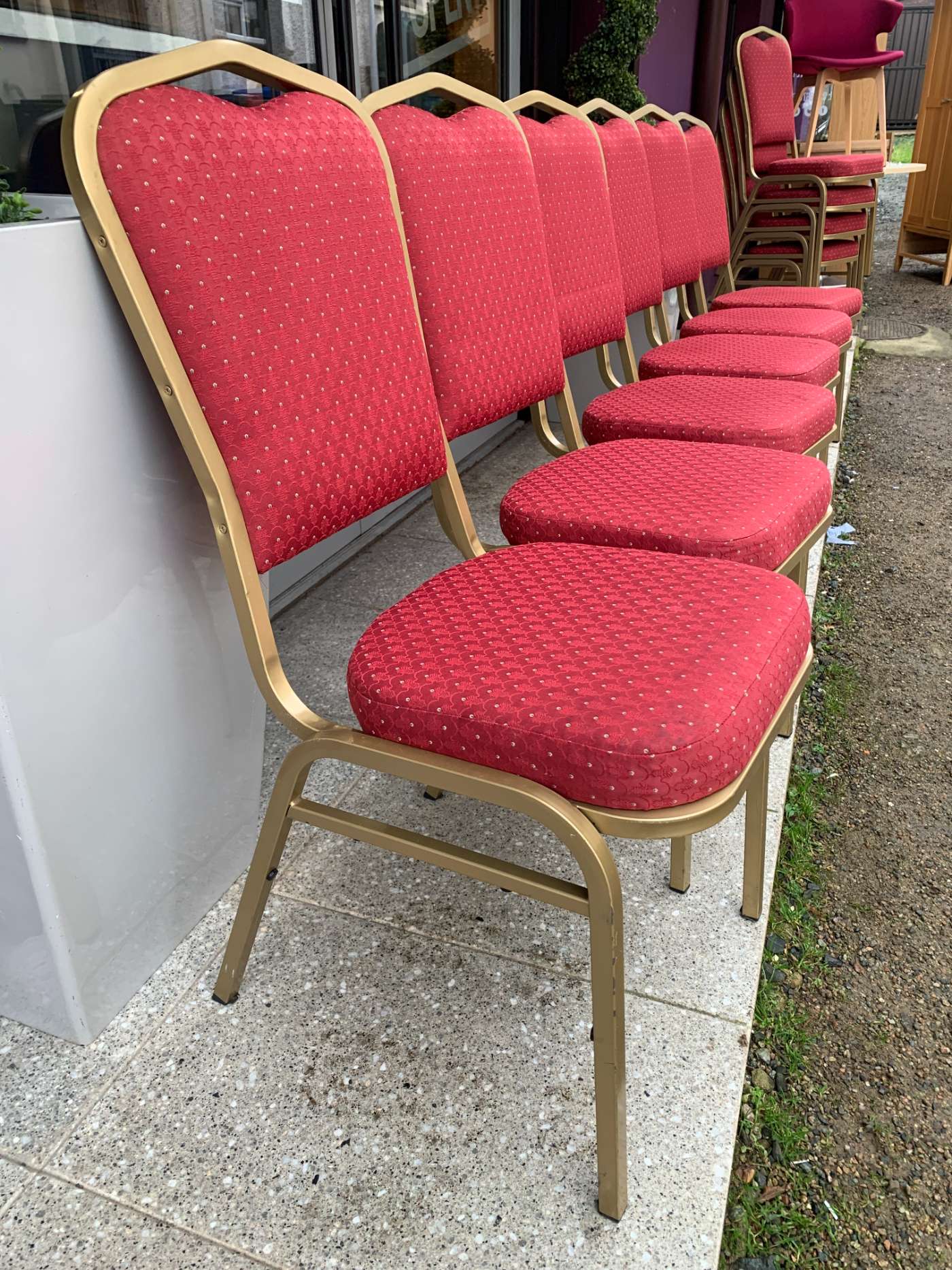set of 6 Red and gold stacking banquet chair We Probably Have It