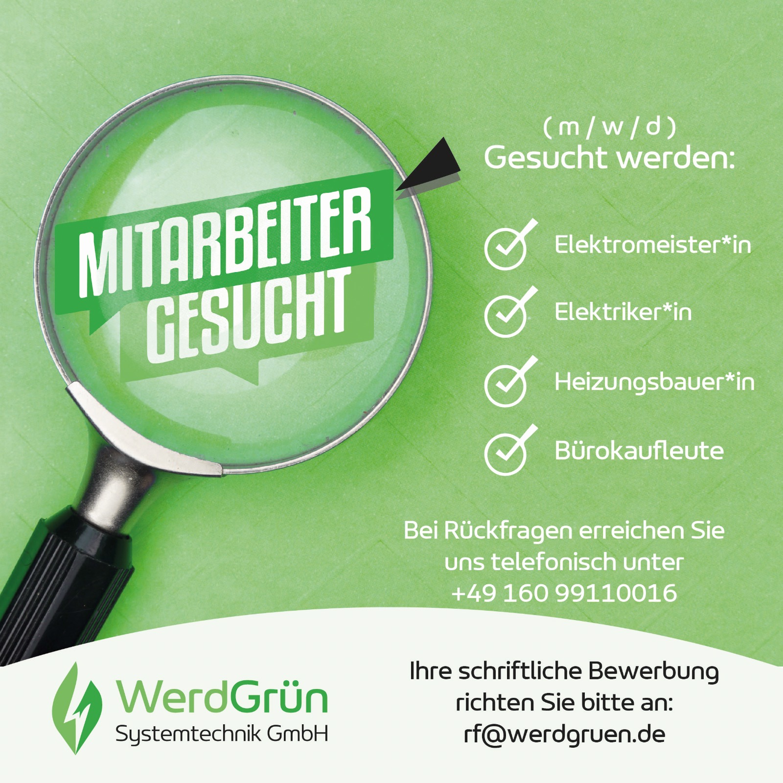 Jobs WerdGrün Systemtechnik GmbH aus Vechta Karrierechancen in