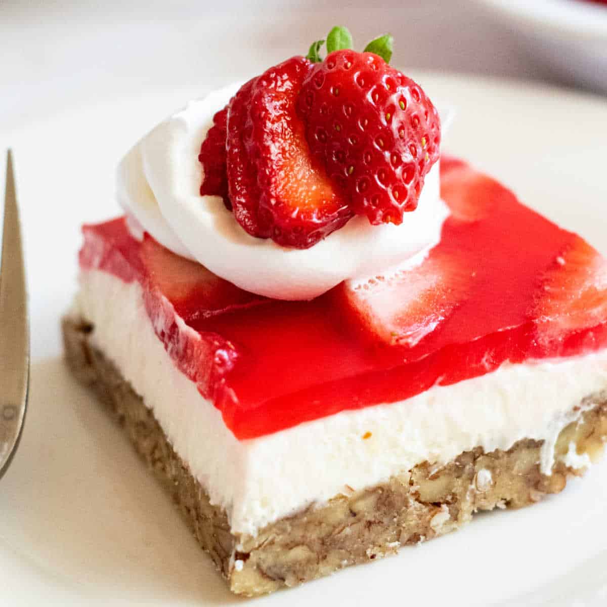 Keto Strawberry Pretzel Salad Far From Normal