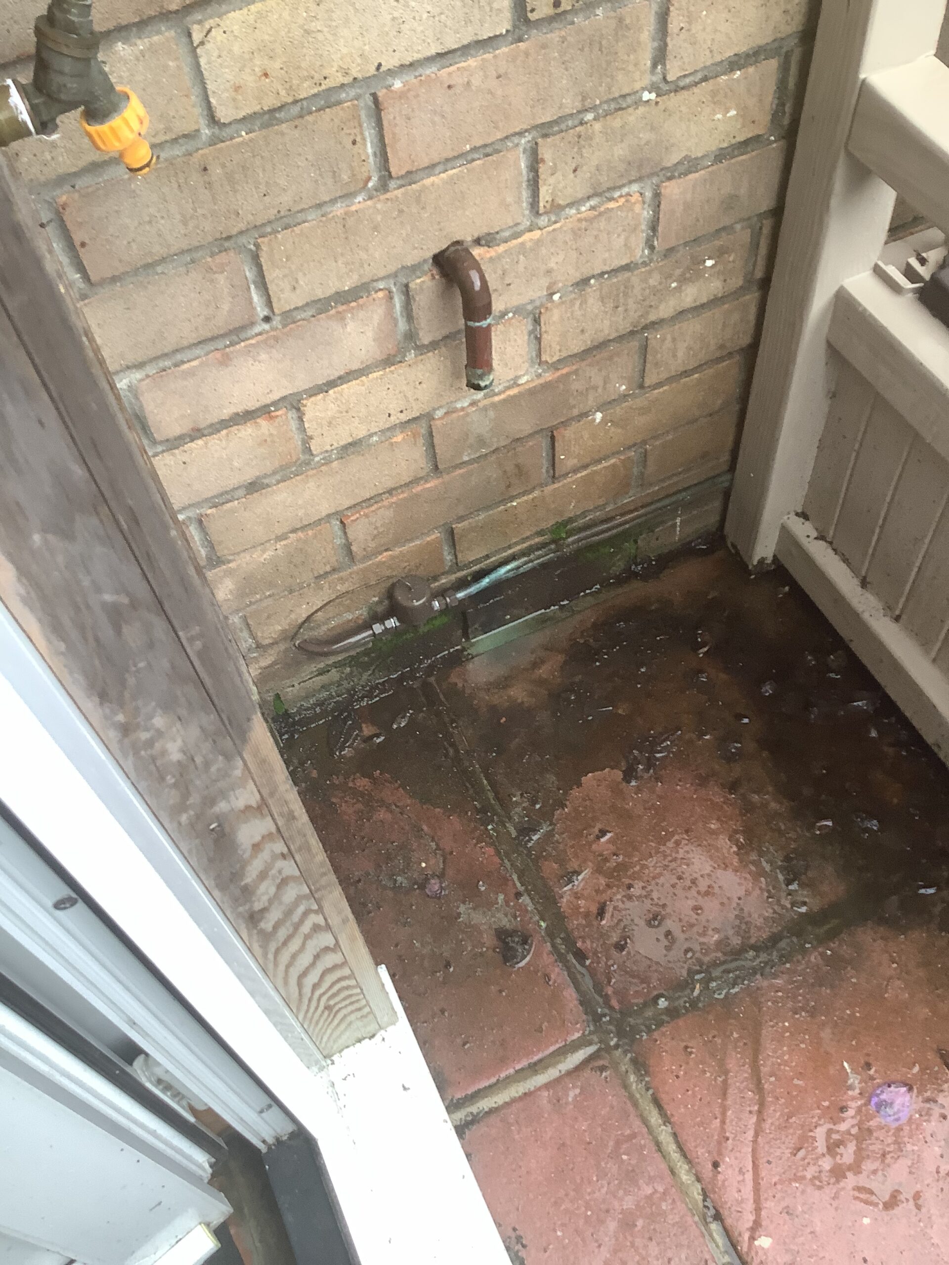 Overflow pipe has water constantly dripping staining patio WeShare