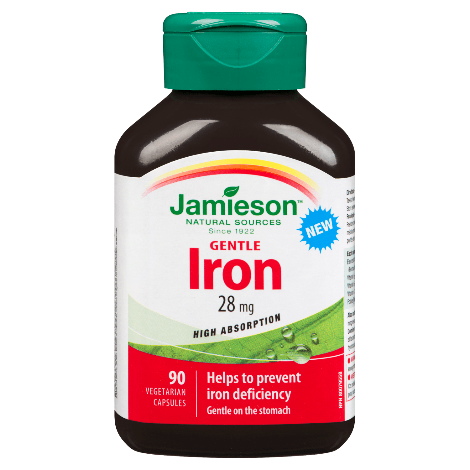 Jamieson Gentle Iron 28 mg, 90 Vegetarian Capsules WeShine.ca