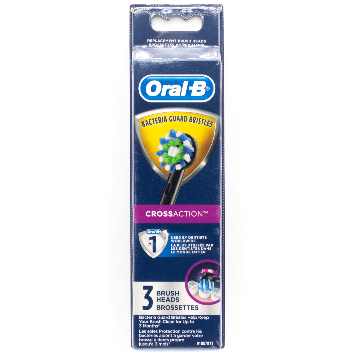 OralB CrossAction Replacement Electric Toothbrush Heads, Black, 3pack