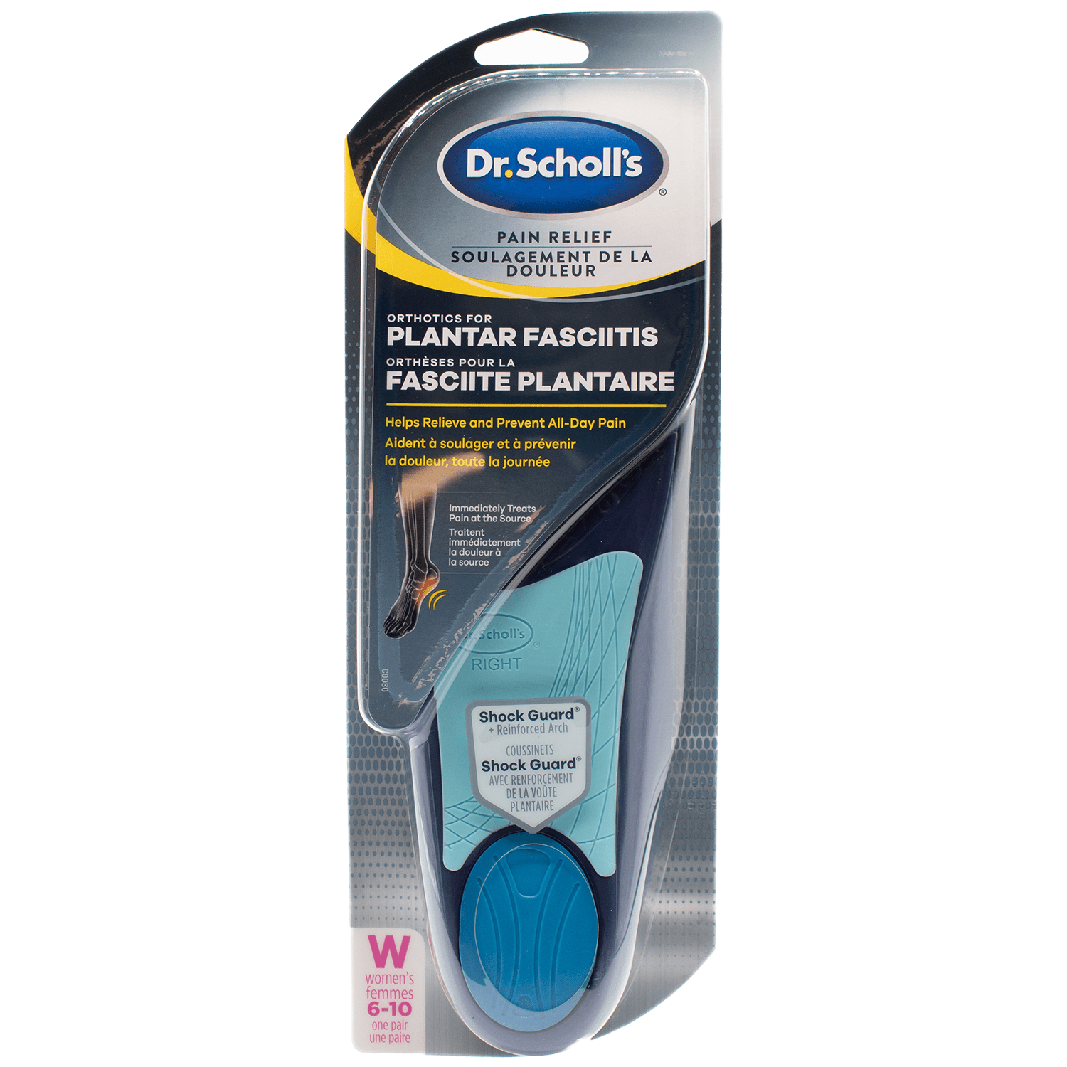 Dr. Scholl's Pain Relief Orthotics for Plantar Fasciitis, Women's 610, One Pair WeShine.ca