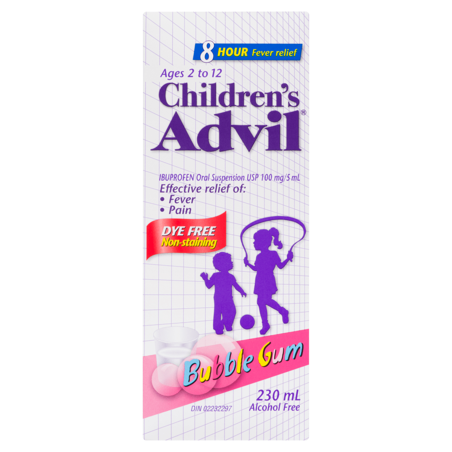 Children's Advil Ibuprofen Oral Suspension USP 100 mg/5 ml Bubble Gum