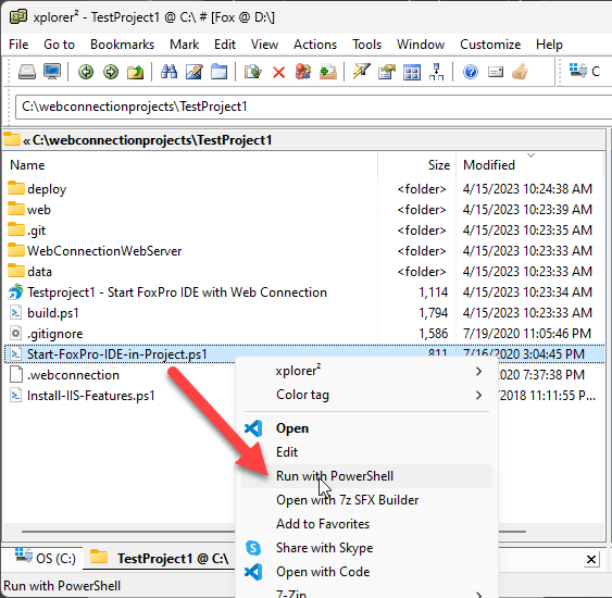 Launching FoxPro in a Project Folder