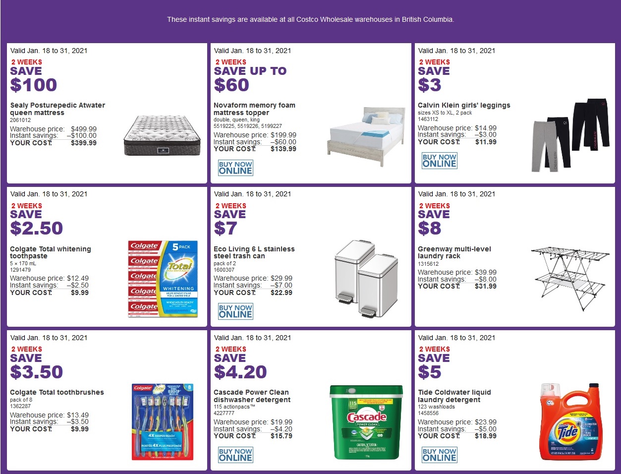 Costco Flyer & Costco Sale Items for Jan 1824, 2021, for BC, AB, SK