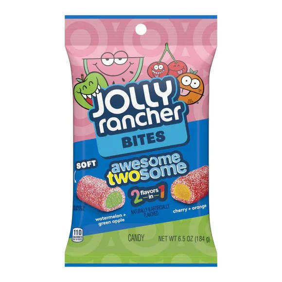 Jolly Rancher Fruit Chews Awesome Twosome Peg Bag 12x6.5oz Pacific