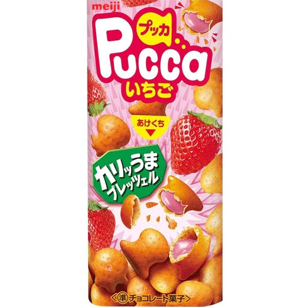 MEIJI Pucca Strawberry Filled Pretzel Japanese 10x39g Pacific Candy