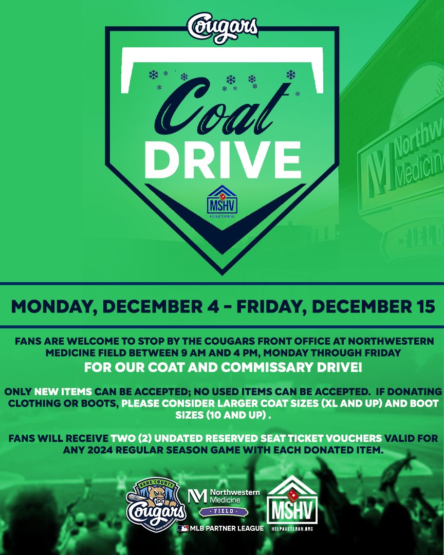 Kane County Cougars Host Annual Coat Drive for Homeless Veterans West