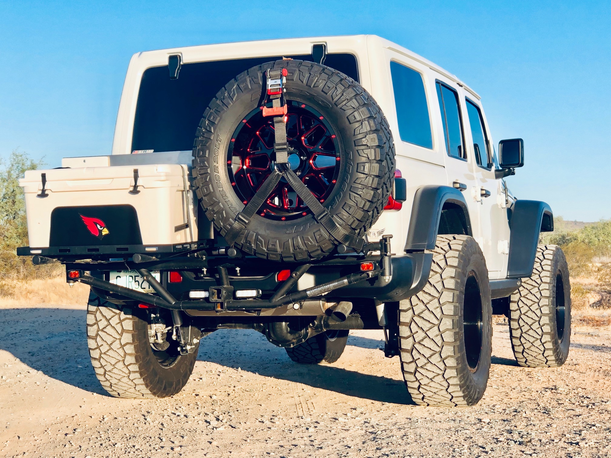 Universal Hitch Mount Tire Rack with Cooler Mount & Work Table