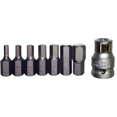 8 Piece Metric In-Hex Bit Set (10mm Hex Short) - Western Tool Co