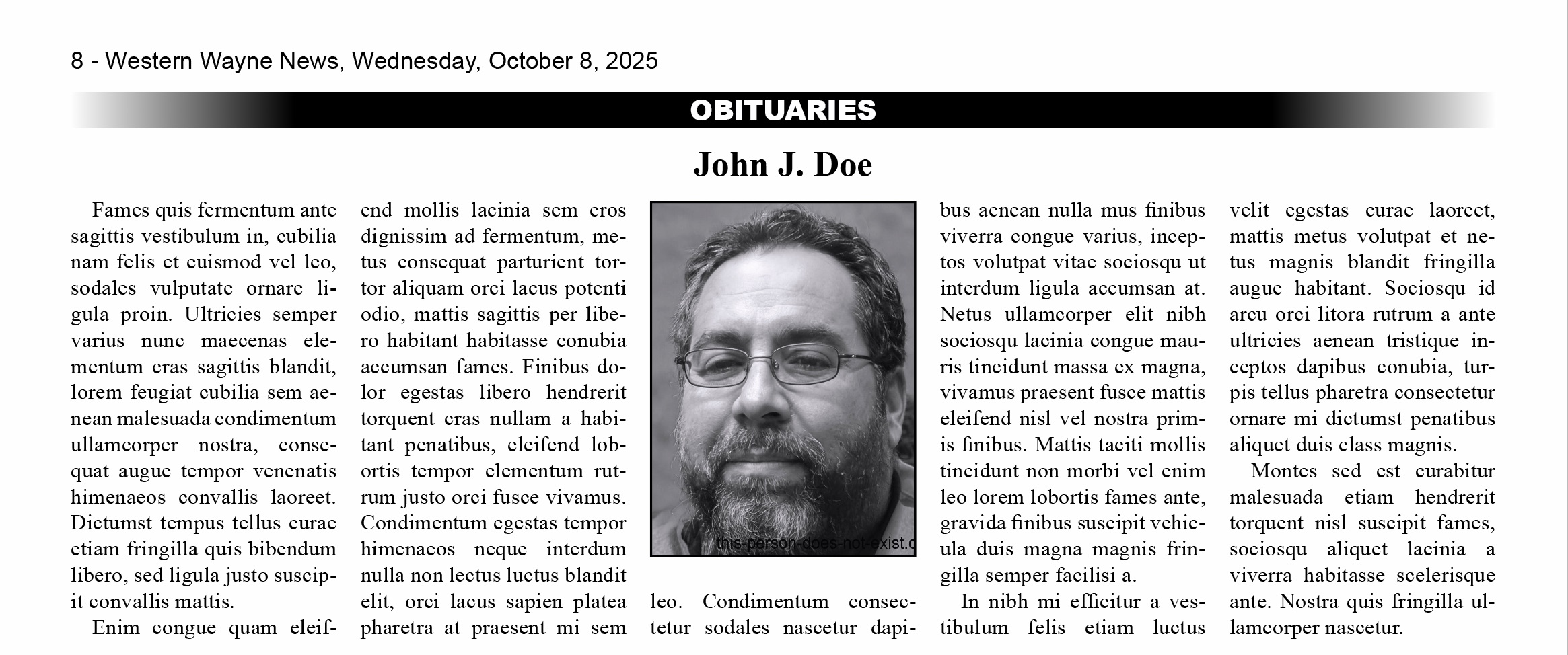Place an Obituary Western Wayne News