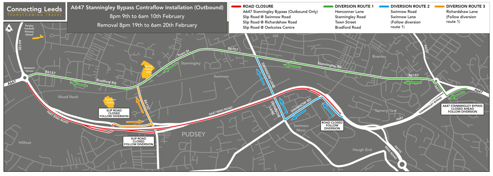 Major halfterm roadworks planned for Stanningley Bypass and Armley