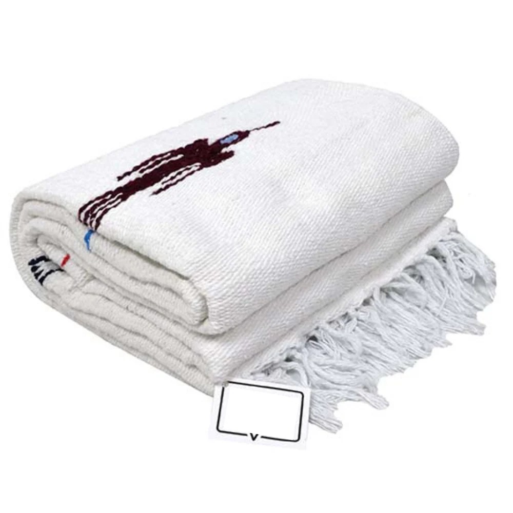 White Mexican Thunderbird Yoga Blanket Bolster Prop, Thick XL Handmade