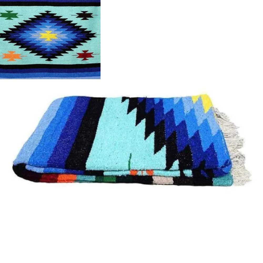 Mint Mexican Diamond Blanket Aztec Blanket Thick Yoga Blanket