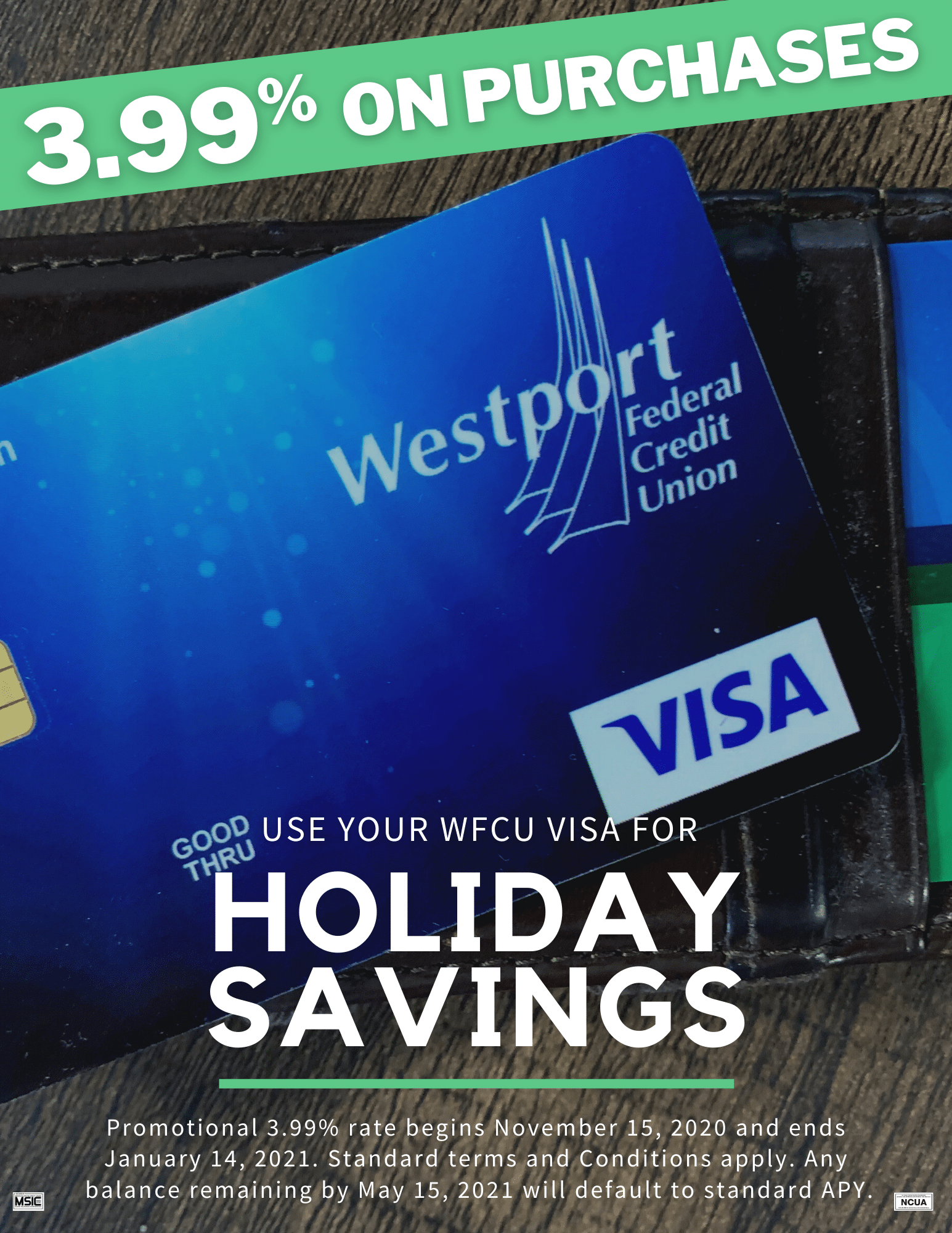 3.99 Visa® Promotion at Westport Federal Credit Union Westport