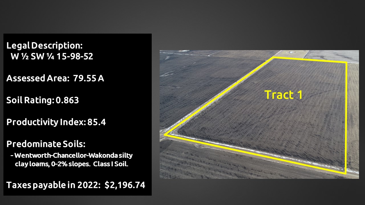 Turner County, SD, farmland auction of 713 +/ acres. Sold for an