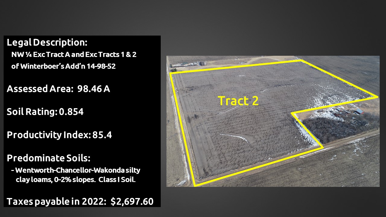 Turner County, SD, farmland auction of 713 +/ acres. Sold for an