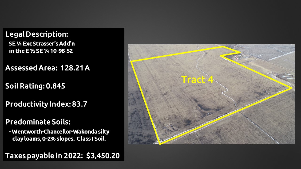 Turner County, SD, farmland auction of 713 +/ acres. Sold for an