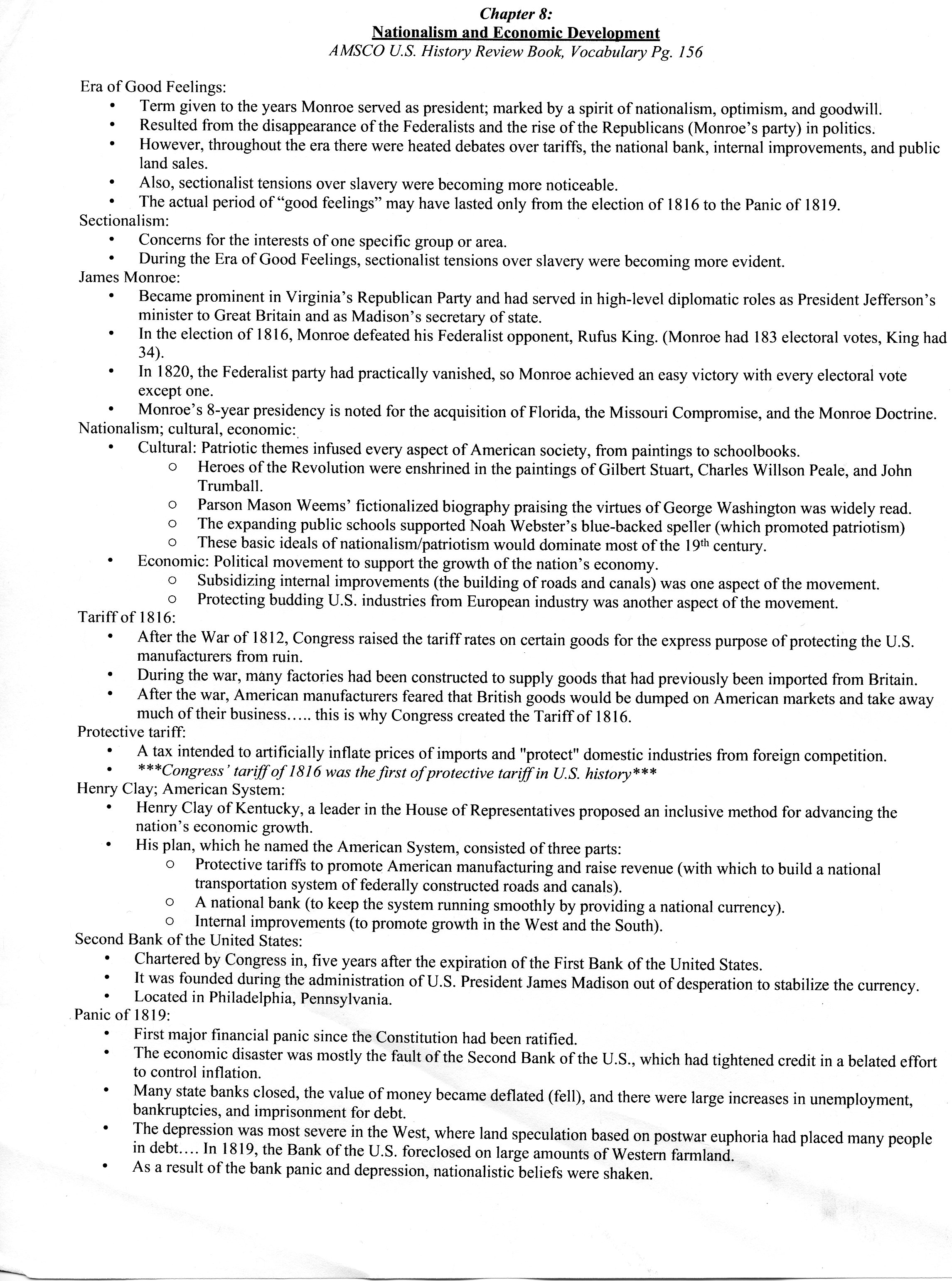 AMSCO Chapter 8 AP United States History Help