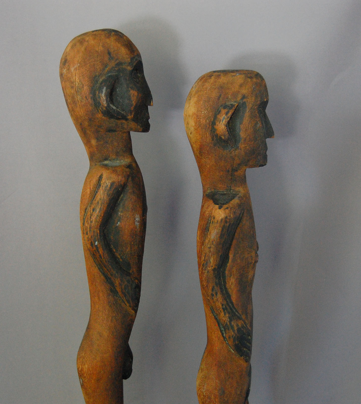 PAIR Ancestral Fertility Guardian Figures Hardwood Statues Westwillow Antiques