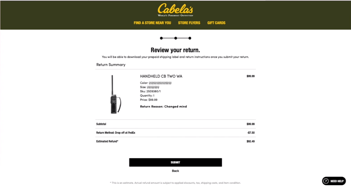 Cabela's UX & Post Purchase Experience Review WeSupply Labs
