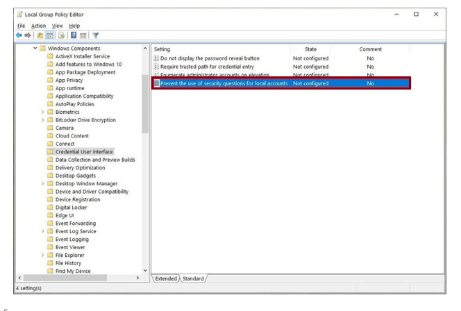 How To Disable Security Questions For Local Accounts on Windows 10