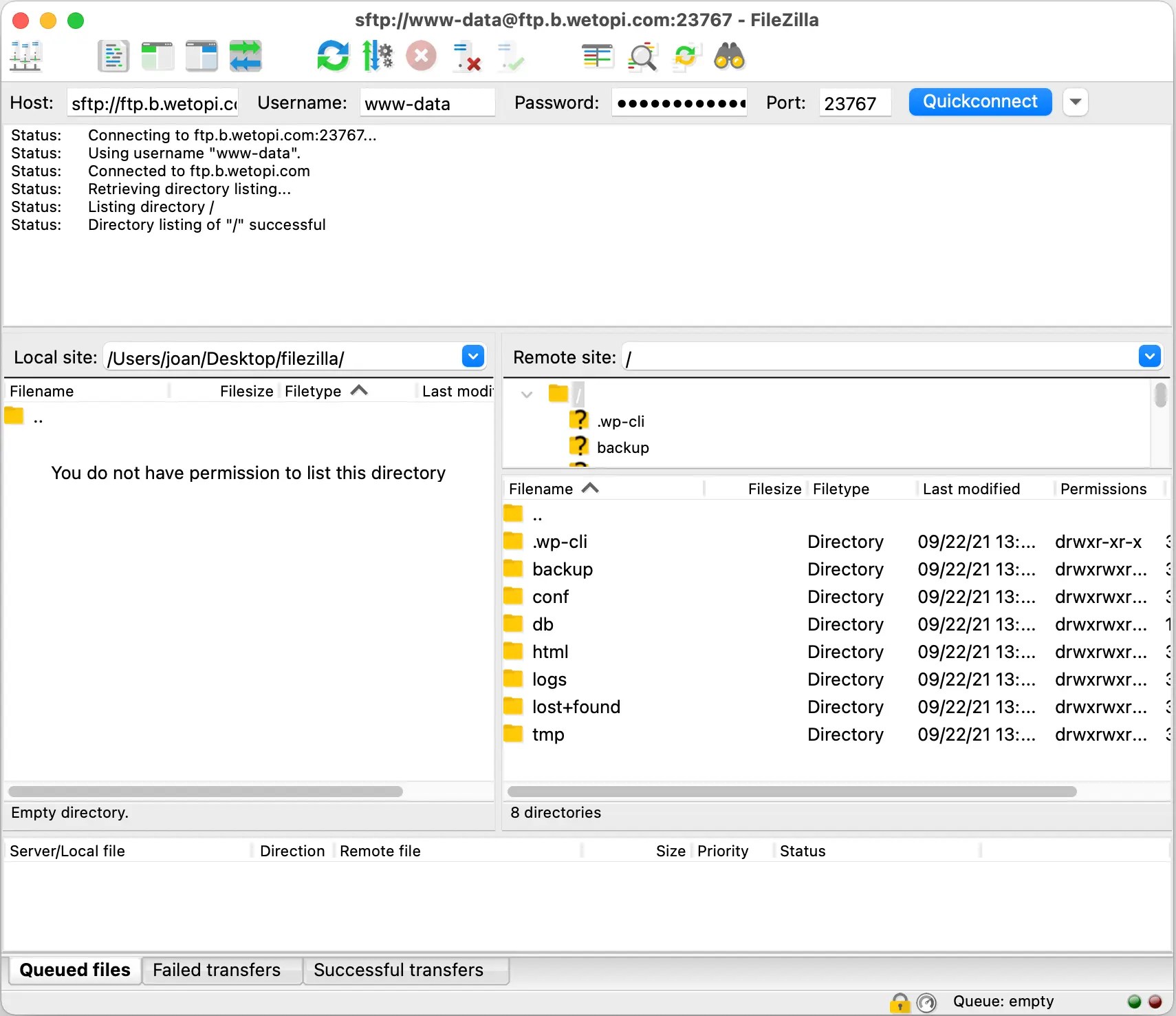 Conectar por SFTP con FileZilla Alojamiento WP Wetopi