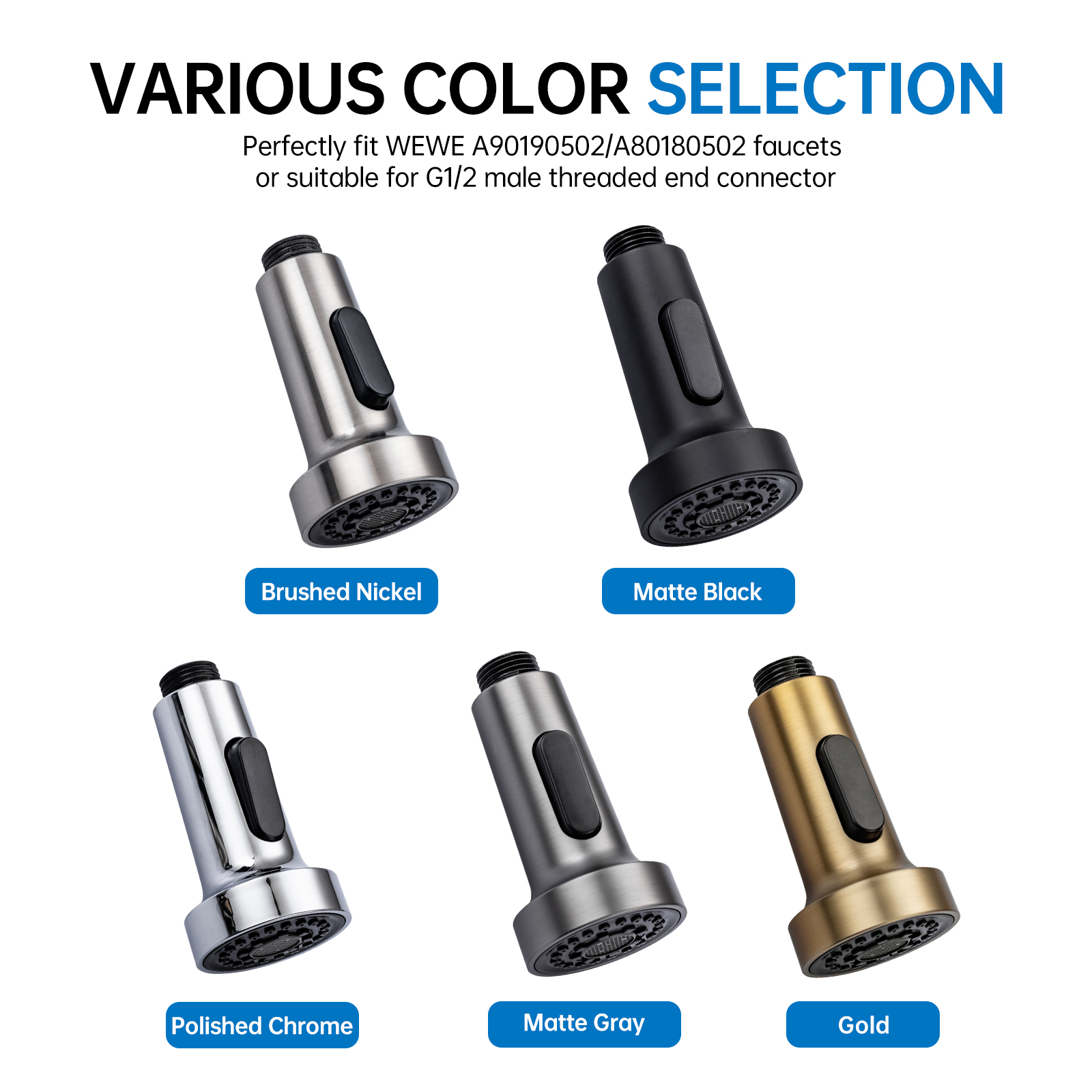 Pull Down Faucet Spray Head Replacement for WEWE Kitchen Faucet Stream