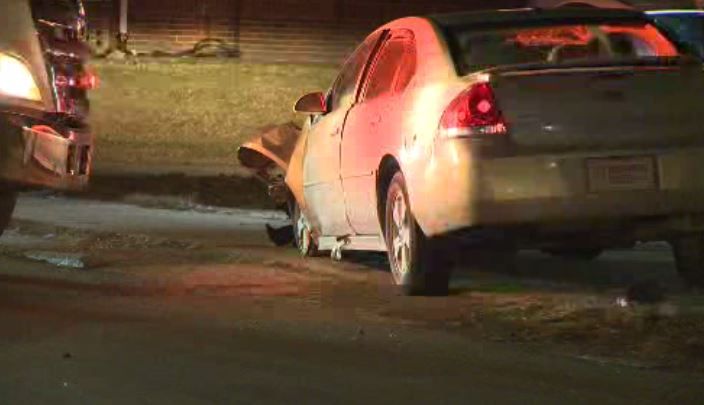 One person flees, another hospitalized after three car crash in