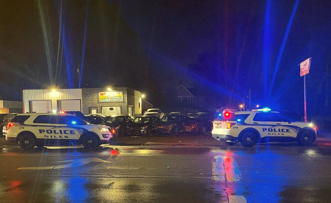 One charged after car crashes into Niles car dealership following chase