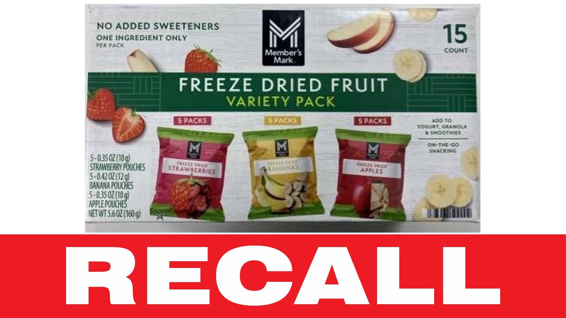 Freeze dried fruits sold at Ohio, PA Sam's Clubs recalled due to