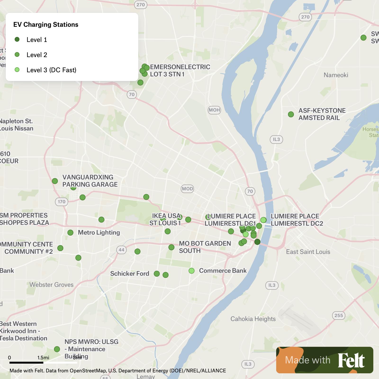 Electric Vehicle Charging Stations in St. Louis city, Missouri