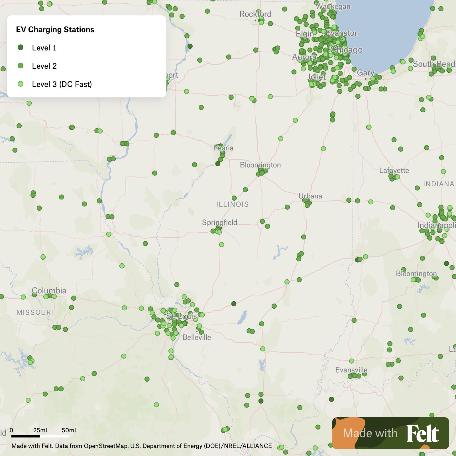Electric Vehicle Charging Stations in Illinois