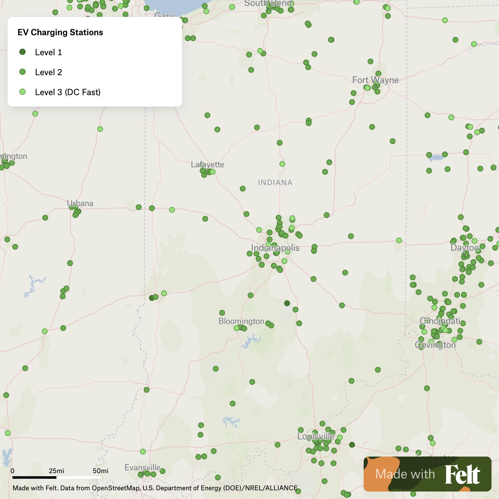 Electric Vehicle Charging Stations in Indiana
