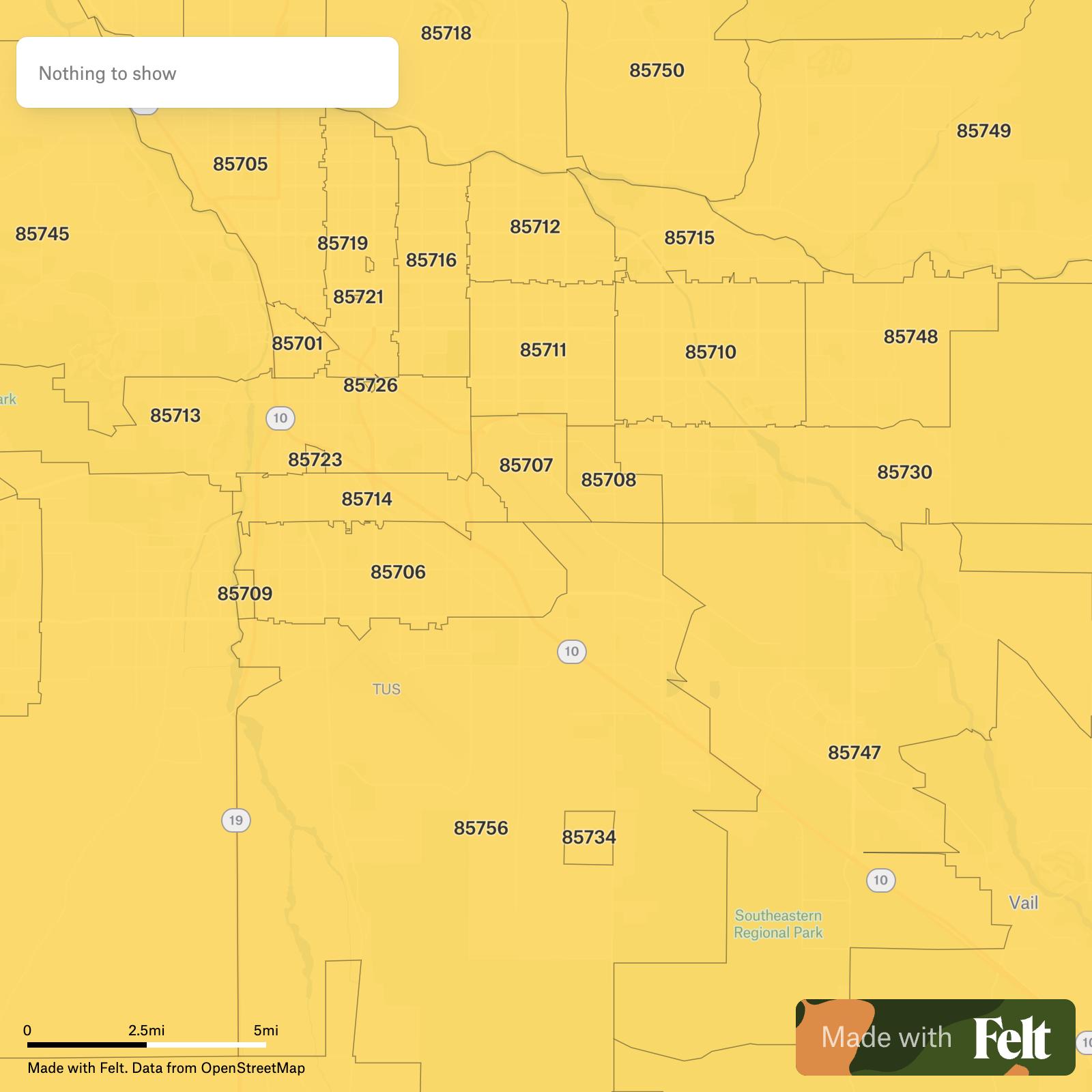 ZIP Codes in the city of Tucson, Arizona