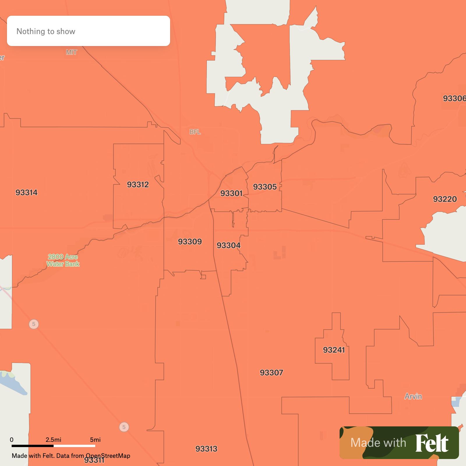 ZIP Codes in the city of Bakersfield, California